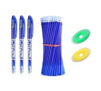 55PCS Ricariche Cancellabili Blu 0.5mm, Penna Cancellabile Ricarica, per Penne Gel, Inclusi 3 Penne Cancellabili e 2 Gomme, Ideali per Scuola, (55pcs) (55pcs)