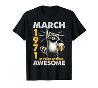 55th Birthday Raccoon Beer March 1971 Vintage 55 Years Old Maglietta