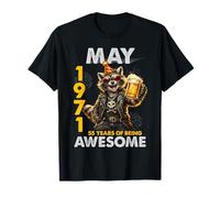 55th Birthday Raccoon Beer May 1971 Vintage 55 Years Old Maglietta
