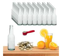56 bottiglie vetro da 200 ml per Aperitivi e Succhi complete di tappi + omaggio