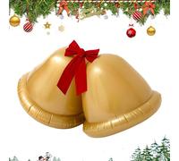 56 cm Aufblasbare Kugel in Gold mit Schleifen Design | Weihnachtliche Deko Ballon für Garten Outdoor Tür Fenster Terrasse Rasen Party Festtag Winterdekoration für Haus Innenbereich Außen