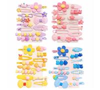 56 fermagli per capelli per ragazze, accessori per capelli per ragazze, graziose mollette per capelli con 4 motivi assortiti, graziosi fiocchi, fiori, cuore, stelle, set per tutte le acconciature
