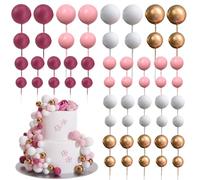 56 palline decorative per torte, mini palloncini, palline in schiuma per torte, decorazioni per matrimoni, feste di compleanno, feste (rosa, rosa chiaro, bianco, oro)