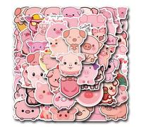 56 pezzi Adesivi a tema maiale Kawaii, adesivi carini con maialini rosa per bottiglie d'acqua, computer portatile, decorazione fai-da-te, scrapbooking, skateboard, cover per telefono Tagli UnicaPolicl