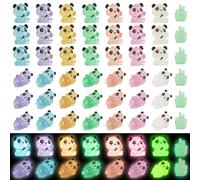 56 Pezzi Mini Panda Luminosi, Mini Panda in Resina che si Illuminano al Buio con 8 Bambù Luminosi Piccoli Panda Mini Animali in Resina per Artigianato Fai Da Te Decorazioni per Torte
