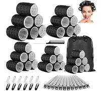 56 Pezzi Set Bigodini Boccoli con Clip, 5 Misure Bigodini Capelli Autoadesivi, Hair Rollers per Fai da te Parrucchiere Salon, Arricciacapelli Grandi per Lunghi, Medi, Corti (25mm/32mm/40mm/48mm/55mm)