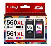 560 561 xl PG-560XL CL-561XL Sostituzione per Cartucce Canon 560 561 xl pg 560 cl 561 Cartucce d'inchiostro per Canon Pixma TS5350 TS7450((1 nero, 1 Colore, confezione da 2)