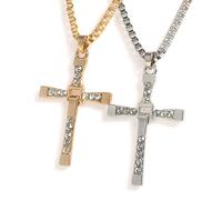 5665 COPPIA DI COLLANA CON CROCIFISSO DAL FILM FAST AND FURIOUS DOMINIC TORETTO PENDENTE UOMO DONNA UNISEX ACCIAIO REGALO ALLA MODA BRACCIALETTO SAN VALENTINO COLLANE COLOR ORO E ARGENTO CATENA