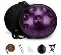 56cm Handpan 432Hz/440Hzin in Re Minore Strumento a Percussione 9/10/12 Note Tamburo Handpan Acciaio Nitruro con Borsa Morbida per Meditazione Guarigione Sonora(Dark Purple,440hz 9 Notes)