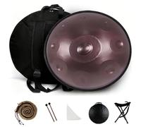 56cm Handpan 432Hz/440Hzin in Re Minore Strumento a Percussione 9/10/12 Note Tamburo Handpan Acciaio Nitruro con Borsa Morbida per Meditazione Guarigione Sonora(Purple,440hz 12 Notes)