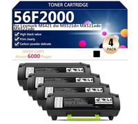 56F2000 Cartuccia Toner Compatibile per Lexmark MS421dw MS521dn MX521ade MX622ade Stampanti【Alto Volume di Stampa con Chip】,Black- 4 pack