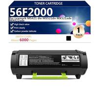 56F2000 Cartuccia Toner di Ricambio con Chip per Lexmark MS421dw MS521dn MX521ade MX622ade Stampante ,Black-1 pack