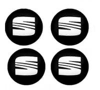 56mm 60mm Coprimozzi Centrali Nero Argento 4 Pezzi per Seat Ibiza, Leon, Ateca, Altea XL