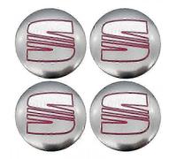 56MM Argento Rosso 4 Pezzi Coprimozzo 56mm 60mm per Seat Ibiza Leon Ateca Altea XL