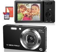 56MP 2160P HD Macchina Fotografica Digitale Zoom 20X Fotocamera Digitale 2,7" LCD Macchina Motografica Compatta, Ricaricabile Vlogging Fotocamera con Scheda da 32GB per Bambini Studenti Principianti