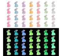 56pz Mini Coniglietto Pasquale, Mini Conigli Che Si Illuminano al Buio Coniglio Pasquale Resina per Artigianato Fai-da-te Bomboniere Pasquali Decorazioni per Il Giardino di Casa (7 Colori)