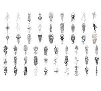 57 Adesivi Per Tatuaggi Temporanei Creativi In Bianco E Nero Con Disegni Di Fulmini E Vene Per Le Mani, Stili Unici, Per Uomo E Donna