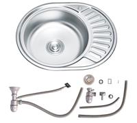 57 cm Acciaio Inossidabile lavello destro ripiano lavello cucina Lavello rotondo lavandino lavello da incasso