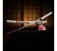 57 SPECIAL REPLICAS Oggetto di scena - Bianco con drago giapponese con fodero e supporto 103 cm 4KM100-405WH