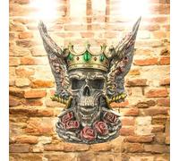 57 SPECIAL REPLICAS Statua Decorativa da Interno - Teschio Teschio Gotico con ali di fuoco - Scultura Moderna Design