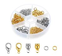 570 chiusure per catena con 400 anelli aperti, oro e argento | 120 chiusure a moschettone in acciaio inox, per collane, bracciali, gioielli