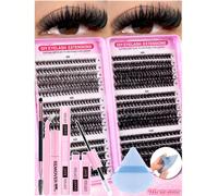 570 pezzi/set ciglie finte D-Curl extra voluminose e soffici, spesse e piene, in varie combinazioni, lunghezza 8-16 mm, naturali e morbide. Il set include colla per ciglie, adesivo e spray fissante. A