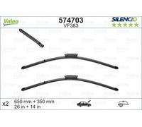 VALEO Silencio Tergicristalli VF383 Kit di Spazzole tergicristallo originali Flat Blade ad Alte Prestazioni, Maggior Visibilità su Strada 650mm/350mm Anteriore Confezione da 2 574703