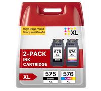 RUDGUZ PG-575XL CL-576XL Cartucce Sostituzione per Cartucce Canon 575 576 XL Nero e Colore per PIXMA TS3550i TS3551i TR4750i TR4751i TS3750i TS3751i TS3752i (Nero Tri-Colore, 2-Pack)