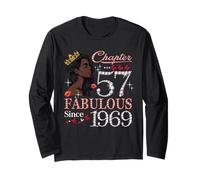 57th Birthday Black Queen Chapter 57 Fabulous Since 1969 Maglia a Manica