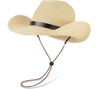 58-62cm Piegabile Big Testa Panama Paglia Cappello Con / Cravatta Sole