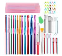 58 Set Di Aghi Per Uncinetto in Alluminio Colorato, Dimensioni 14 Uncinetti Ergonomici Con Accessori Aghi in Plastica E Occhi Grandi, Segnapunti, Per Amanti Dell'uncinetto E Principianti Fai-da-te