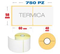 58 x 60 mm, f. 40 - Rotolo n°750 etichette termiche adesive bianche