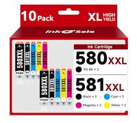 580 581 Cartucce d'inchiostro compatibili per Canon PGI-580 XXL CLI-581 XXL | per TR8550 TS6350a TR7550 TS6150 TS9550 TS6250 TS8350a TS705a TS6350 TR8500 TS8351a TS8351 10-Pack