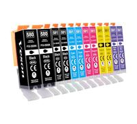 580 581 XXL Cartucce d'inchiostro Compatibili per Canon PGI-580 CLI-581 (Include PB 581XXL) per Pixma TS8150 TS8151 TS8152 TS8250 TS8251 TS8252 TS8350 TS8350a TS8351a TS8352 TS9150 TS9155, 12 Pezzi