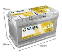 580901080 BATTERIA VARTA A6 AGM 80AH 800A 12V START&STOP