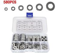 580PCS / Scatola Piatto Metallo Rondelle Set Guarnizioni Chiusura M2-M12