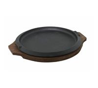 ILSA Piatto da Portata in Ghisa, Vassoio in Legno, Rotondo, 31 cm