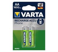 VARTA PHONE-AA - Batteria NiMh, AA (stilo), 1600 mAh, confezione da 2