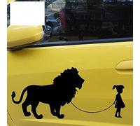 58cmx27.4cm.2x Girl Walking A Lion uno per ogni adesivo in vinile laterale