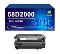 58D2000 Cartuccia Di Toner Compatibile Per MS821 MS823dn MX822ade MX826 | Cartuccie di toner compatibili per MS821dn MS823dn MS825dn MS826de MX822ade, 7500 pagine,Black-1 PACK