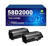 58D2000 Cartuccia Toner Compatibile Per Lexmark MS725dvn MS821dn MS821n MS822de MS823dn MS825dn MS826de MX721ade MX722ade MX722adhe MX822ade MX826ade Stampante,Black-2 Pack