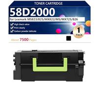 58D2000 Cartuccia Toner Compatibile per Lexmark MS823 MS825 MX822 MS822 MX725 MX826 Stampanti, Alta Capacità 7500 Pagine, Stampa Nitida,Black-1 pack