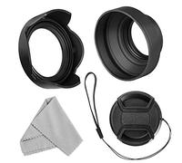 58mm Paraluce set Compatibile con Canon EF-S 18-55mm e altri obiettivi da 58mm, Gomma Collassabile Paraluce + Fiore di Tulip reversibile Paraluce + Tappo Obiettivo + Panno di pulizia microfibra