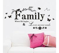 59,9 x 30 cm Family Saying Wall Sticker Family where Life Begins & Love Never ends Family Wall Decal Black Words Wall Sticker murale DIY vinyl Lettering Decal quote sticker.