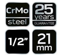 5907558424010 Socket da 1/2", 21 mm, Cr-Mo