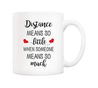 5Aup - Tazza da caffè con rapporto di distanza per coppie, amici e famiglia, con scritta "Distance Means So Little When Someone Means So Much Cups 311,8 ml