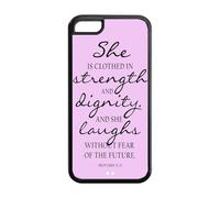 5C Phone Cases, Bible Verse Proverbs 31:25 Hard TPU Rubber Cover Case for iPhone 5C