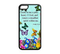5C Phone Cases, Bible Verse Psalm 51:10 Hard TPU Rubber Cover Case for iPhone 5C