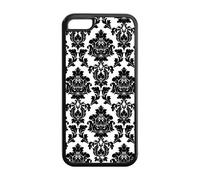 5C Phone Cases, Black and White Damask Hard Cover Case for iPhone 5C