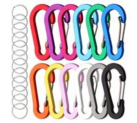 5cm*12 Pz Moschettoni Portachiavi con Chiusura a Molla Moschettone in Lega di Alluminio D Forma Moschettoni Portachiavi Gancio per Campeggio, Trekking, Viaggi, Pesca, Escursione